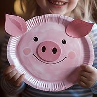 Pappteller-Schweinchen Bastelidee fur Kinder Pappteller-Schweinchen Bastelidee fur Kinder
