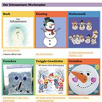 Schneemann-Wochenplan fur Kindergarten und Kita