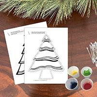 Weihnachtsbaum - Wattestäbchenbilder - Punktebilder zum Ausdrucken