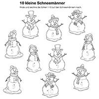 Schneemann 1-10 Zahlen-Nachspuren