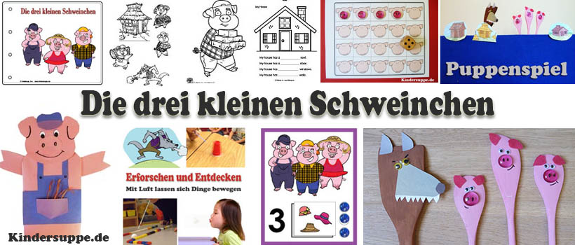Drei kleinen Schweinchen basteln und Spiel-Ideen für Kindergarten und Kita