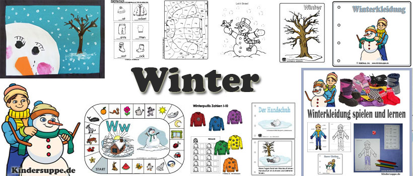Winter Kindergarten und Kita Bastel-Ideen und Spiele