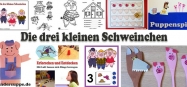 Drei kleinen Schweinchen basteln und Spiel-Ideen für Kindergarten und Kita